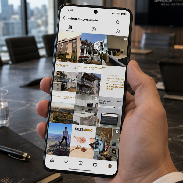 Small business real estate sales company Salesmatic social media Instagram content on iPhone — Blair and Co. social media management calgary edmonton alberta