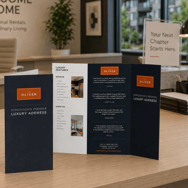 Oliver brochures and collaterlas rental edmonton - Edmonton Blair and Co Real Estate marketing