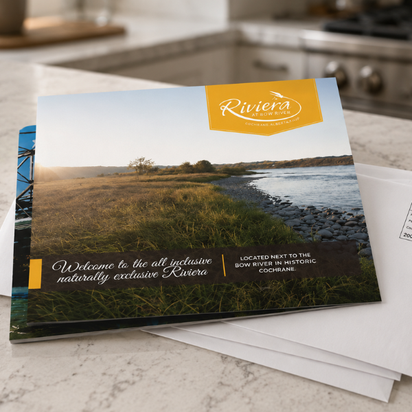 Riveria real estate development marketing brochure and collateral — Blair and Co. real estate creative services Cochrane