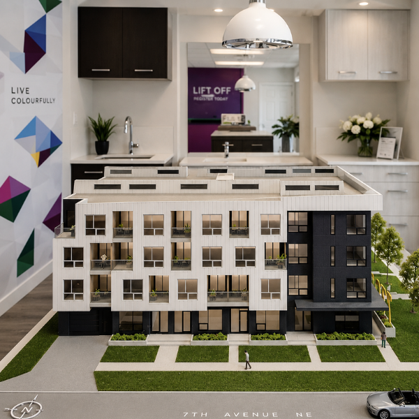 Explore 23 Park real estate development marketing displayed on screen — Blair and Co. Edmonton real estate advertising